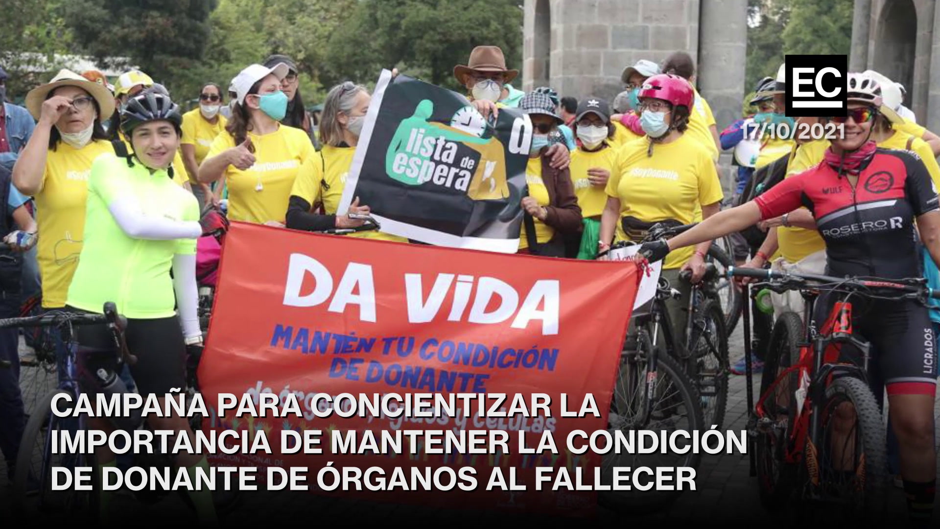 La Gran Cicleada por la Donación de Órganos se realizó en Quito. En el evento se hizo un llamado a la sociedad a ser parte de una construcción de cultura de trasplantes en Ecuador. Captura