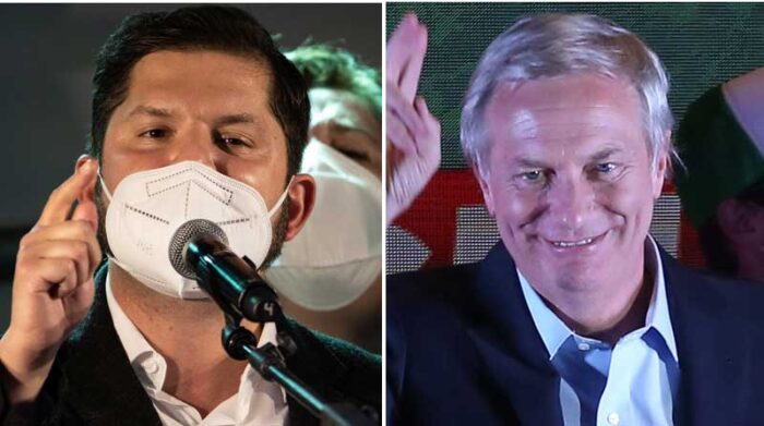 El ultraderechista José Antonio Kast y el diputado de izquierdas Gabriel Boric se disputarán la Presidencia de Chile en el balotaje del próximo 19 de diciembre. Foto: EFE