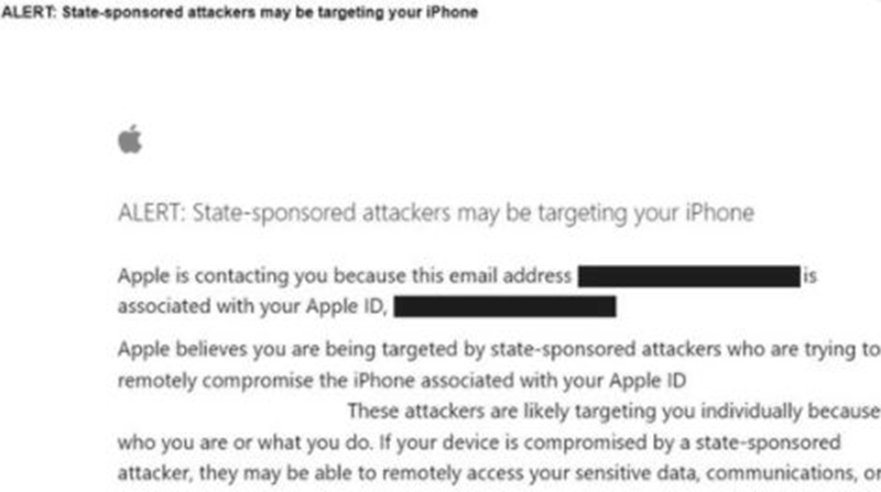 El Faro indicó un correo de Apple por posible espionaje. Foto: Captura de pantalla