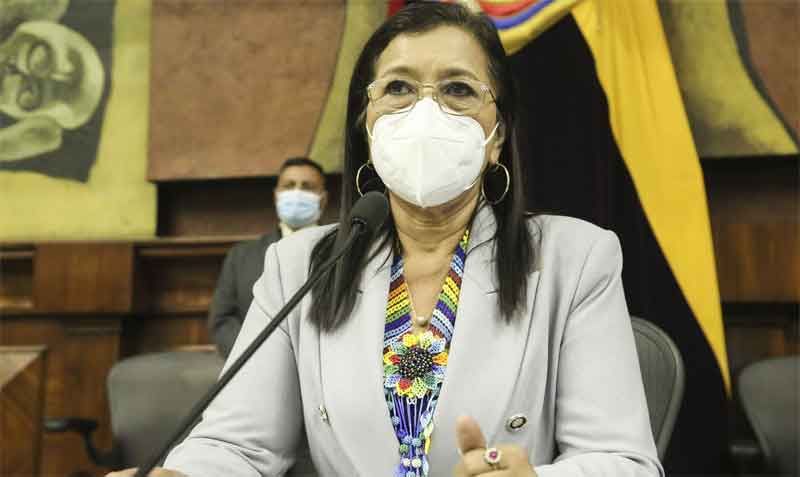 Guadalupe Llori, presidenta de la Asamblea, suspendió el segundo debate de la reforma tributaria. Foto: Twitter Asamblea