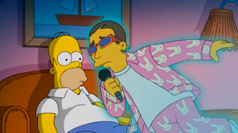 Bad Bunny canta a Homero y Marge su canción Te deseo lo mejor. Foto: Captura
