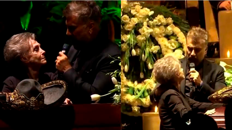 Momento en el que Alejandro Fernández se acercó a su madre para cantar Amor de los dos. Foto: Captura de video