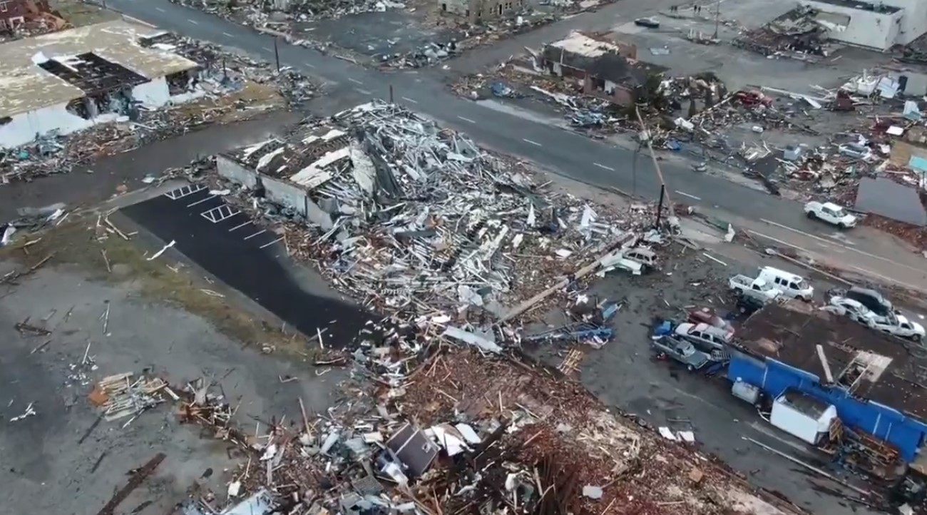 El estado de Kentucky ha sido una de las localidades de EE.UU. más devastadas por los tornados. Foto: Captura de pantalla