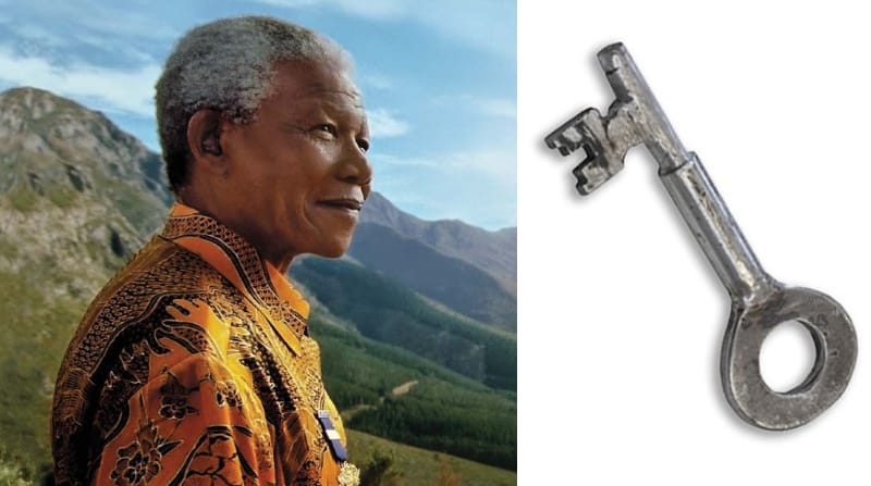 Nelson Mandela pasó 18 de sus 27 años de cárcel en Robben Island, cerca de Ciudad del Cabo (sureste). La llave, según el diario británico, podría superar el millón de libras (cerca de USD 1,3 millones) en la puja, prevista para el 28 de enero del 2021. Fotos: Cortesía del Apartheid Museum de Johannesburgo, Sudáfrica / Tomada de Guernseys.com