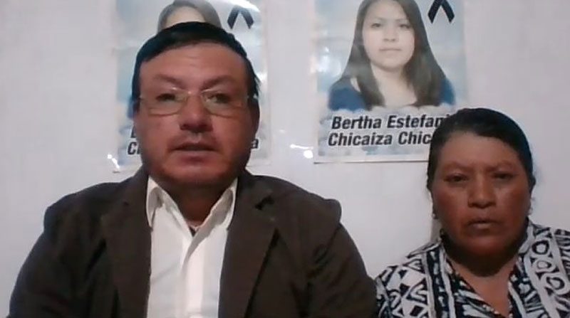 Los padres de Bertha Chicaiza piden que el responsable de la muerte de su hija cumpla una condena justa. Foto: Cortesía