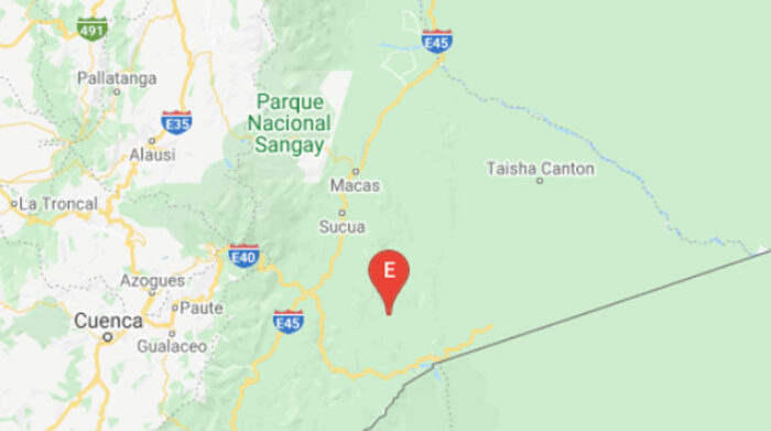 El sismo en Yaupi, Morona Santiago, se registró a 10 kilómetros de profundidad de ese poblado de la Amazonía del Ecuador. Foto: Twitter IG