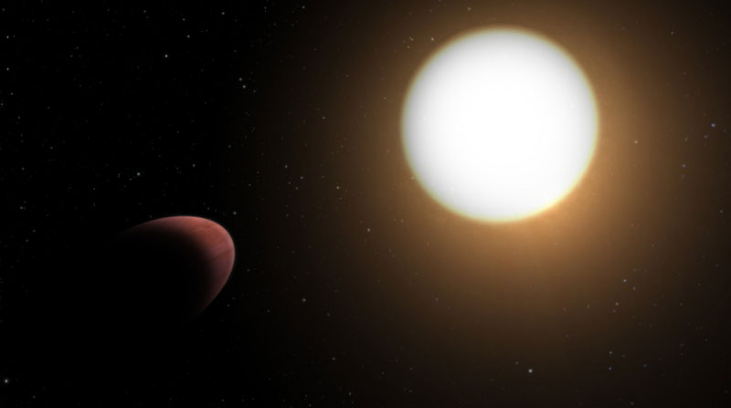 Según el estudio, el exoplaneta fue deformado por las potentes fuerzas de marea entre el planeta y su estrella anfitriona, WASP-103, más caliente y más grande que nuestro Sol. Foto: Twitter ESA