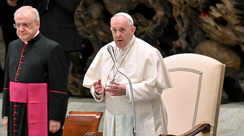 El papa Francisco dirige la audiencia general semanal en el Aula Pablo VI, Ciudad del Vaticano este 26 de enero de 2022. Foto: EFE
