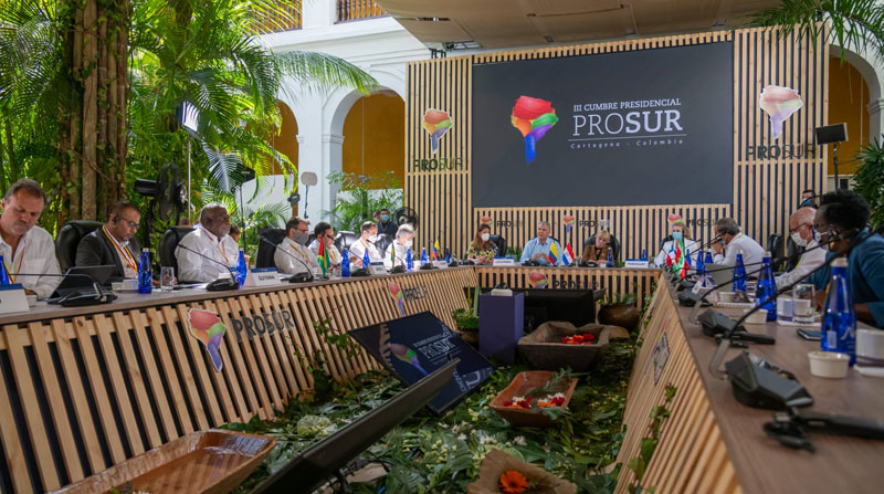 El presidente, Guillermo Lasso, participó en la III Cumbre de presidentes del Foro para el Progreso de América del Sur (Prosur). Foto: Twitter Presidencia Ecuador