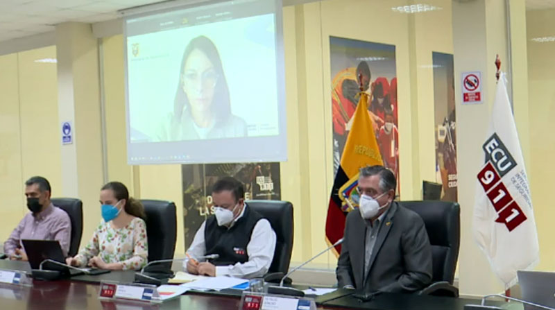 La ministra de Salud, Ximena Garzón, habló de forma telemática sobre los casos de covid-19 en el Ecuador, durante la reunión del COE Nacional. Foto: Captura de pantalla