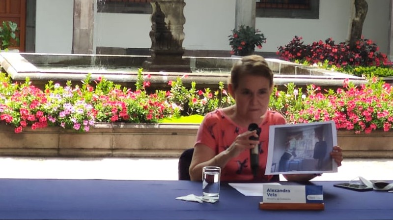 La Ministra de Gobierno, Alexandra Vela, habló sobre temas de seguridad en Carondelet. Foto: Karina Sotalín /EL COMERCIO