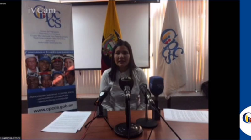 La presidenta del Consejo de Participación, Sofía Almedida, habló de las medidas cautelares que obtuvo para frenar el proceso de destitución del cargo. Foto: Captura de pantalla
