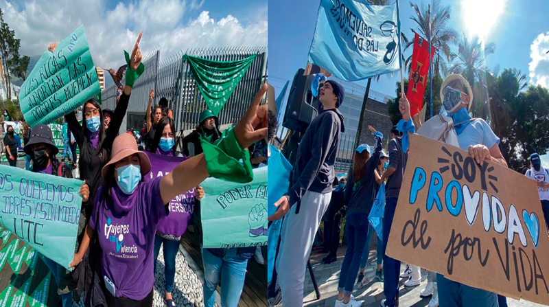 Grupos a favor y en contra del aborto se congregaron en los exteriores de la Asamblea Nacional. Fotos: Patricio Terán / EL COMERCIO