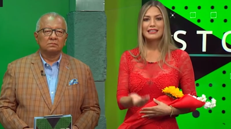 Carlos V. Morales y Nadia Manosalvas en el programa Esto es Fútbol. Foto: captura de pantalla