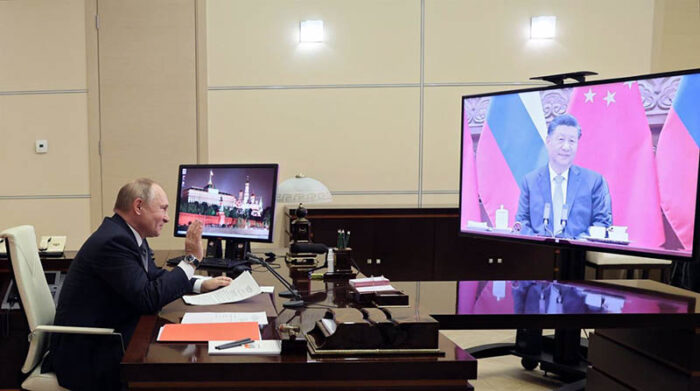 Vladimir Putin y Xi Jinping, reunidos por videoconferencia el 15 de diciembre de 2021. Foto: Archivo Europa Press
