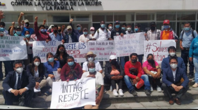 Anteriormente, los representantes de las comunidades de Intag presentaron una demanda en Cotacachi. Foto: Cortesía