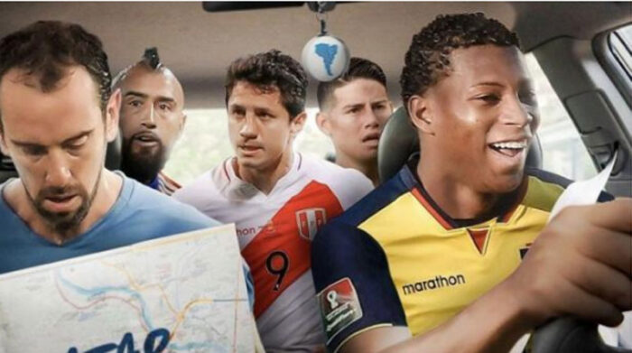 Esta fue la polémica imagen que publicó la Conmebol, con Gonzalo Plata al frente del volante. Foto: redes sociales