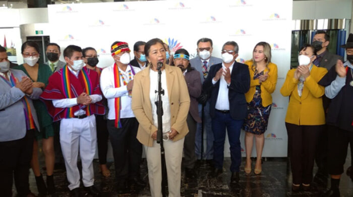 Guadalupe Llori habló del proceso que intentan impulsar los asambleístas del correísmo, PSC y parte de Pachakutik en la Asamblea para destituirla del cargo. Foto: Roger Vélez/ EL COMERCIO