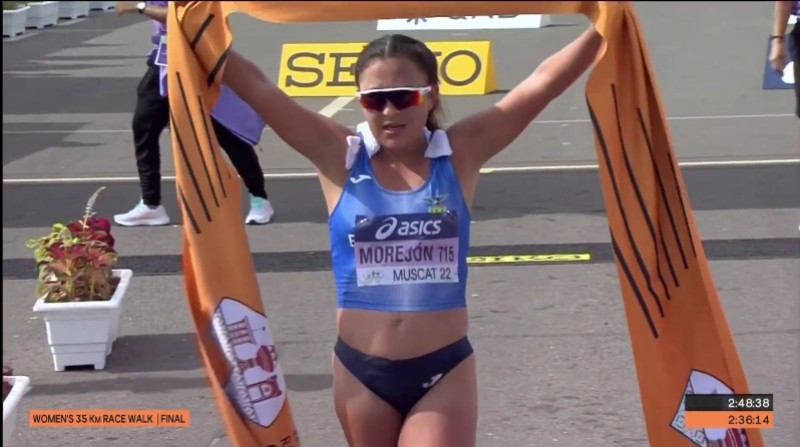 Glenda Morejón es campeona mundial en marcha atlética. Foto: Captura de Pantalla