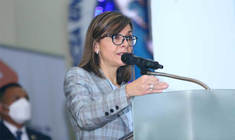 La ministra de Salud, Ximena Garzón, durante la presentación de la rendición de cuentas este 28 de marzo del 2022. Foto: Twitter Ministerio de Salud