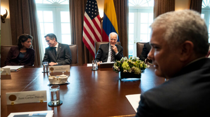 Duque calificó de "muy buen encuentro" su reunión de este jueves con su homólogo de EE.UU., Joe Biden, en la Casa Blanca. Foto: EFE