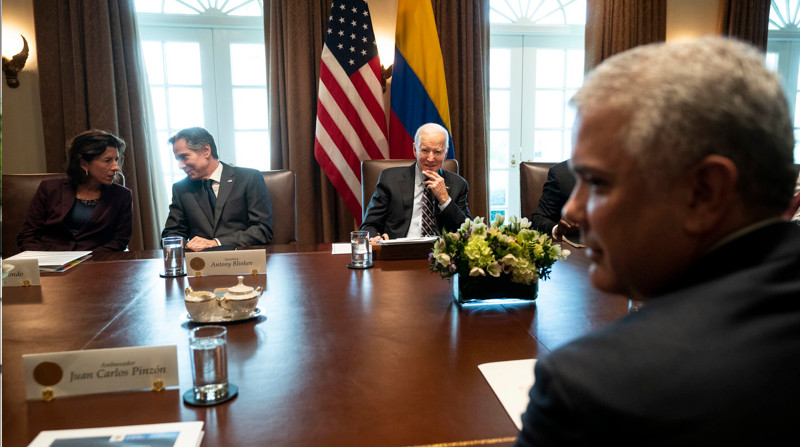 Duque calificó de "muy buen encuentro" su reunión de este jueves con su homólogo de EE.UU., Joe Biden, en la Casa Blanca. Foto: EFE