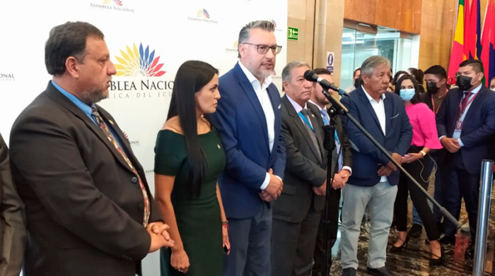 Marlon Cadena (centro) rechazó las expresiones del presidente Lasso. Foto: EL COMERCIO