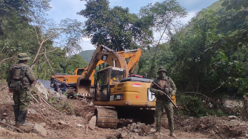 Militares del Batallón de Selva 17 Zumba hallaron y desmantelaron siete campamentos mineros ilegales en Zamora Chinchipe. Foto: Cortesía FF.AA.