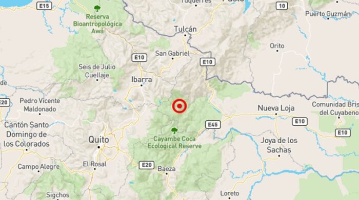 Un nuevo sismo se produjo en la provincia de Sucumbíos. La magnitud del movimiento telúrico fue 3.2. Foto: Instituto Geofísico