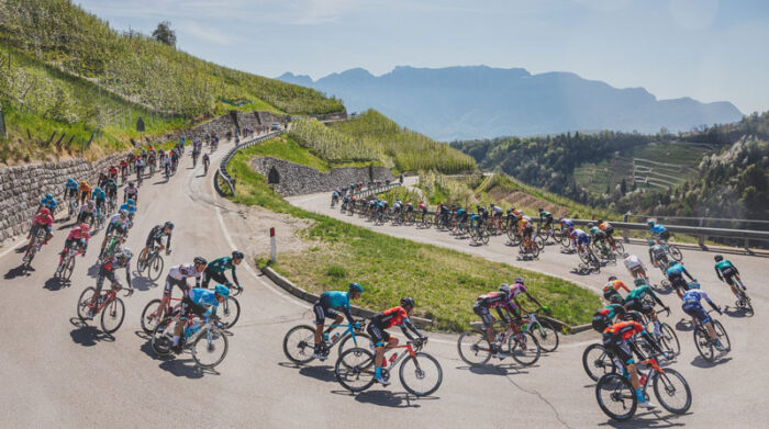 Ciclistas durante la primera jornada del Tour de los Alpes el 18 de abril del 2022. Foto: Twitter @Tourof_TheAlps