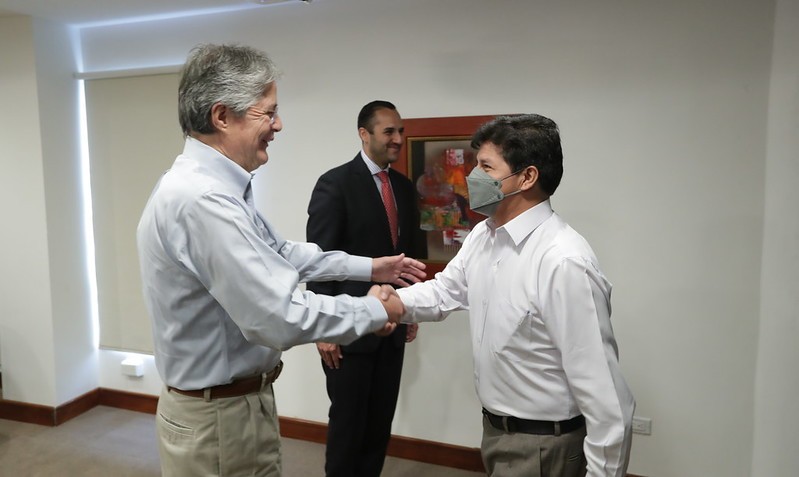 Guillermo Lasso y Pedro Castillo se reúnen en Loja para el Gabinete Binacional. Foto: Cortesía/ Presidencia