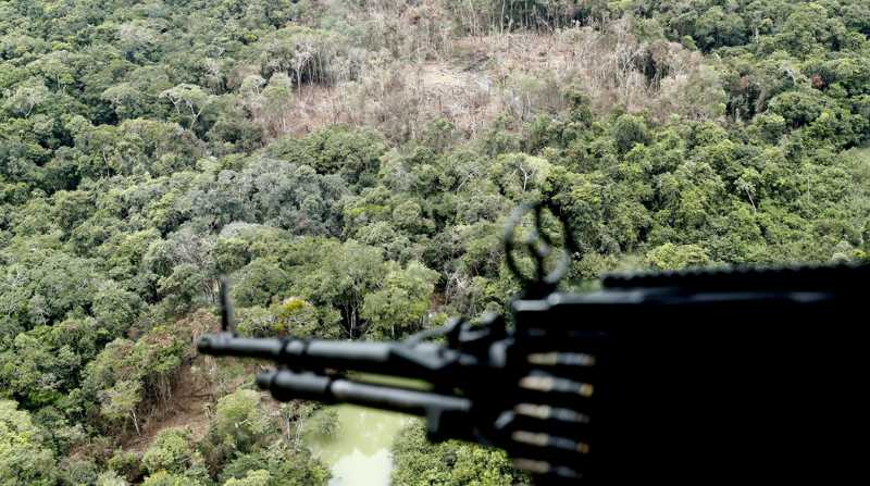 Fotografía aérea que muestra el campamento de las disidencias de las FARC. Foto: EFE/ Mauricio Duenas Castañeda
