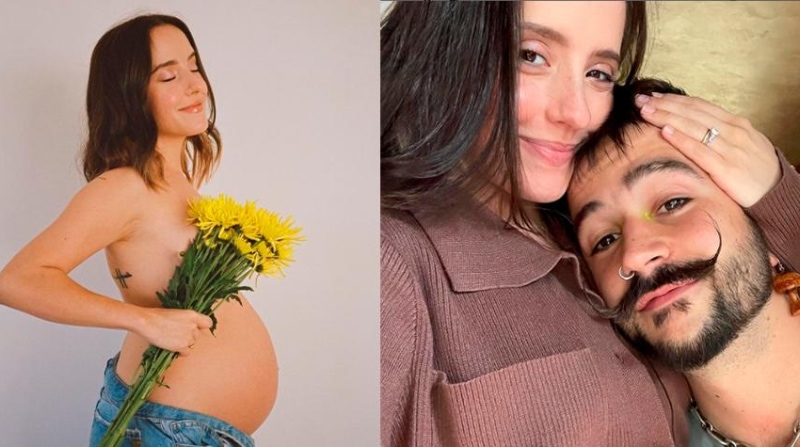 Camilo Echeverry y Evaluna Montaner anunciando la llegada de su bebé. Foto: Instagram: @evaluna