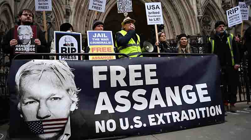 Protesta contra la extradición de Assange en Londres, en foto de archivo. EFE