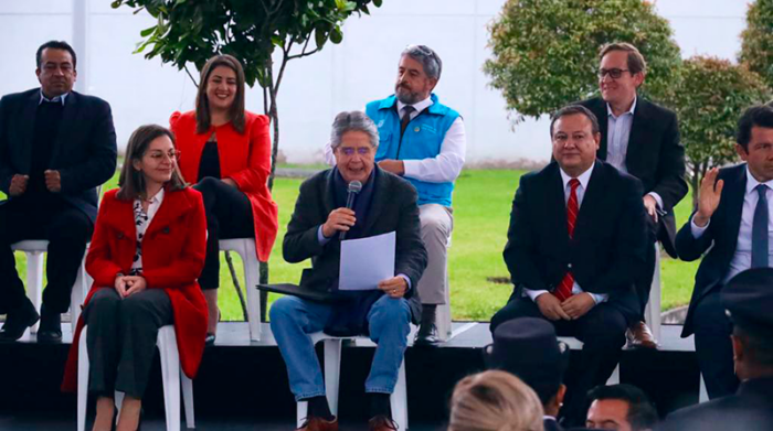 El presidente Lasso durante el anuncio del uso de mascarillas en Ecuador. Foto: Twitter @Salud_Ec