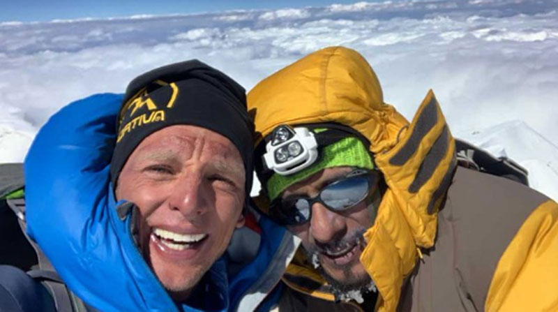 Karl Egloff y Nicolás Miranda, montañista ecuatorianos. Foto: Twitter @CumbresMagazine