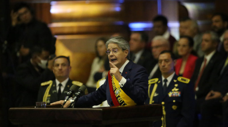 Guillermo Lasso dio su discurso ante el Pleno de la Asamblea Nacional. Foto: Julio Estrella/ EL COMERCIO
