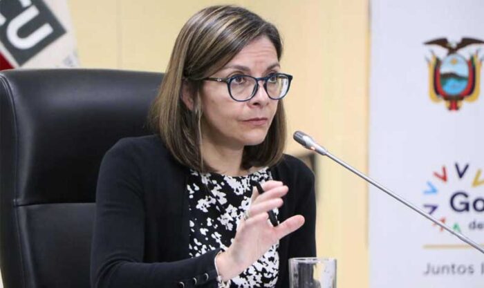 La ministra de Salud, Ximena Garzón, en la sesión del COE Nacional este 25 de mayo del 2022. Foto: ECU 911