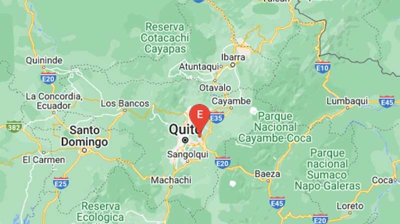 Un sismo de magnitud 3.6 se registró aproximadamente a las 21:40 de este jueves 5 de mayo de 2022 en Quito.