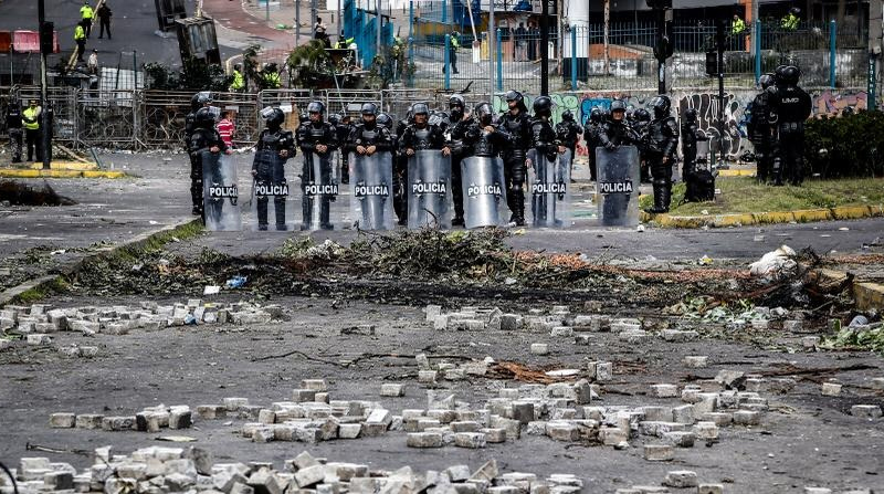 La Policía Nacional asegura que no ha utilizado armas con munición de perdigones. Foto: Diego Pallero / EL COMERCIO