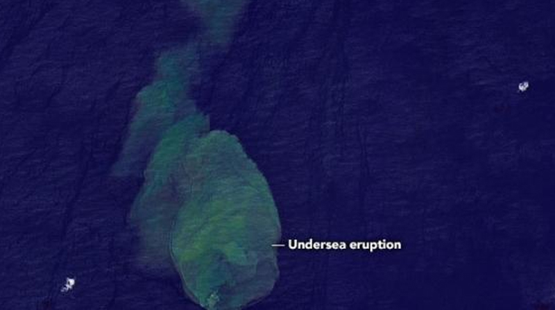 Imagen del volcán Kavachi difundido por la Nasa : Foto: NASA