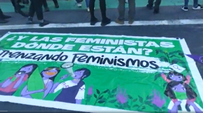 FEUE y colectivos feministas se concentraron para manifestar su descontento. Foto: Captura