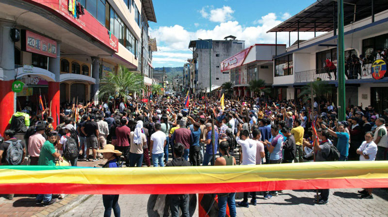 Una de las manifestaciones se realizó en el centro de Puyo, en el oriente ecuatoriano. Foto: Cortesía lanceros digitales