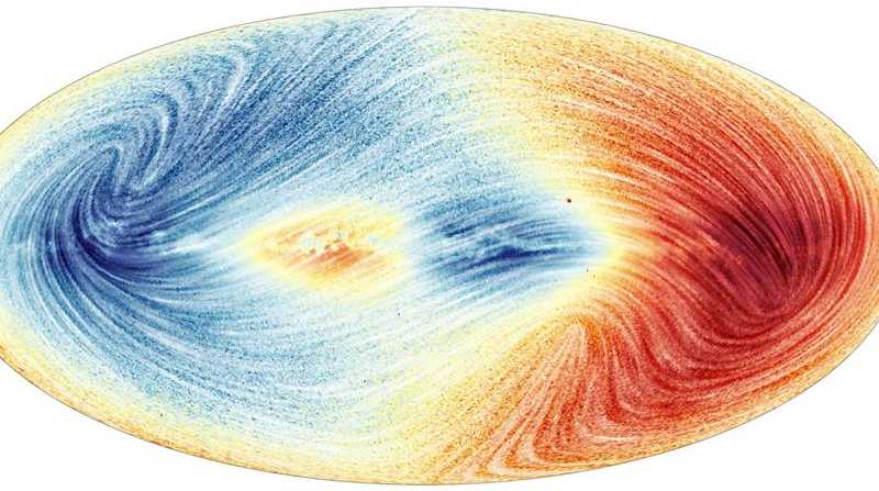 Mapa que muestra el campo de velocidad de la Vía Láctea para aproximadamente 26 millones de estrellas. Foto: EFE