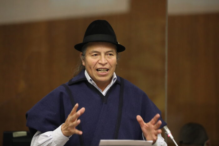 Ricardo Ulcuango, asambleísta de Unes, en la sesión 778 del Pleno/ Cortesía: Asamblea