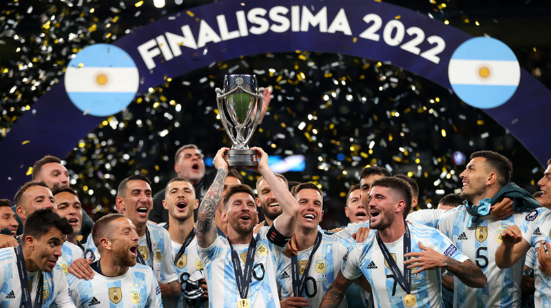 Argentina se impuso 3-0 a Italia en la Finalissima. Foto: Twitter @Estadio de wembley