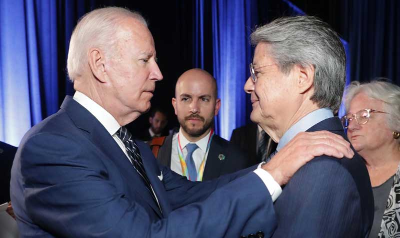 El presidente Joe Biden (izq.) y el primer mandatario, Guillermo Lasso, mantuvieron una reunión el viernes pasado, para hablar de seguridad. Foto: cortesía