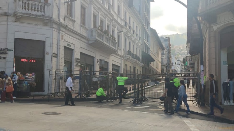 AMT registra varios cierres viales en el Centro Histórico de Quito, debido a las movilizaciones sociales. Foto: AMT