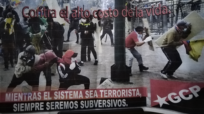 Panfleto repartido tras una marcha en esta semana. Foto: EL COMERCIO