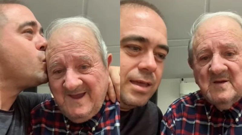 Un video se hizo viral al conocer la reacción de un padre con alzheimer al volver a ver a su hijo. Foto: Captura